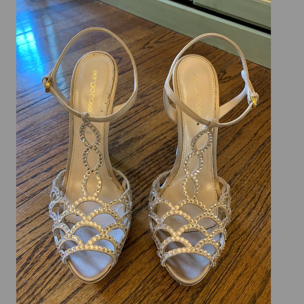 Sergio Rossi Champagne Swarovski Crystal Heels